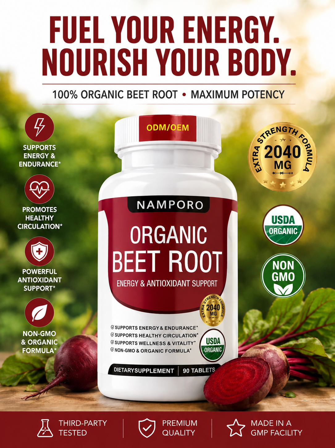 Namporo BeetForce™ | Organic Beet Root Capsules 2040mg